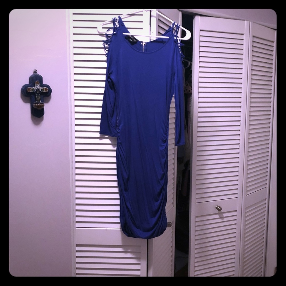 Bebe royal blue body con dress